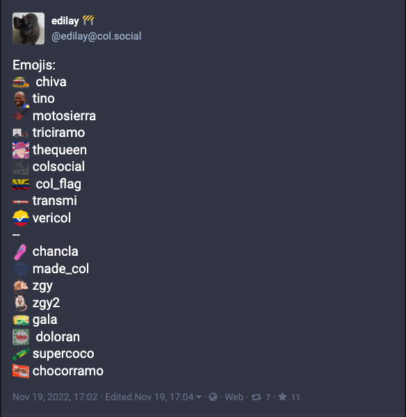 screenshot showing custom emojis