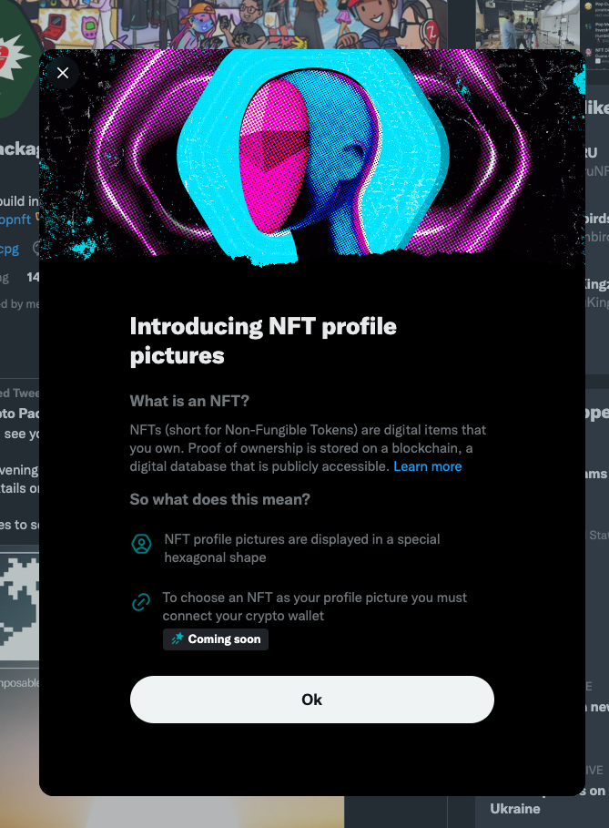 Description of how Twitter will allow NFT avatars on the platform.